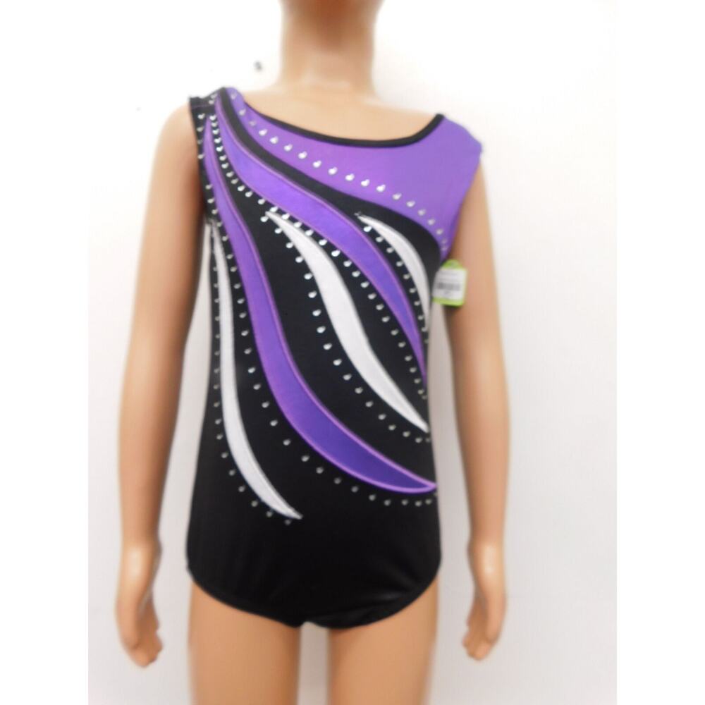 Dance Gymnastics Leotard Large Child Flame Print Acro Jazz Purple